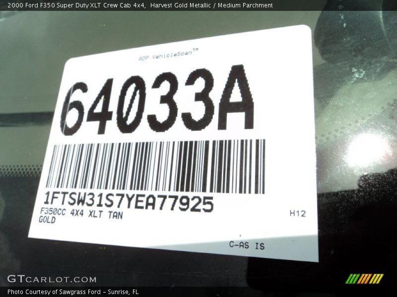Harvest Gold Metallic / Medium Parchment 2000 Ford F350 Super Duty XLT Crew Cab 4x4
