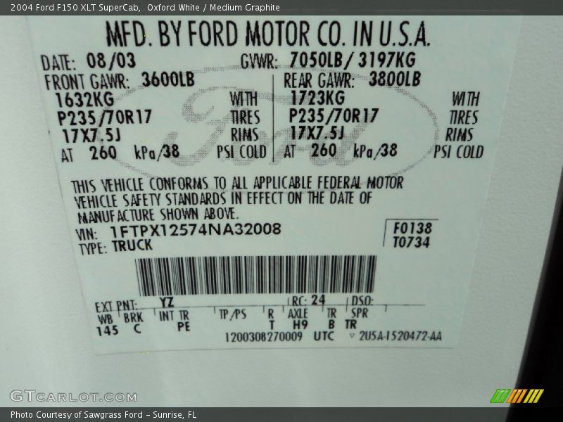 Oxford White / Medium Graphite 2004 Ford F150 XLT SuperCab