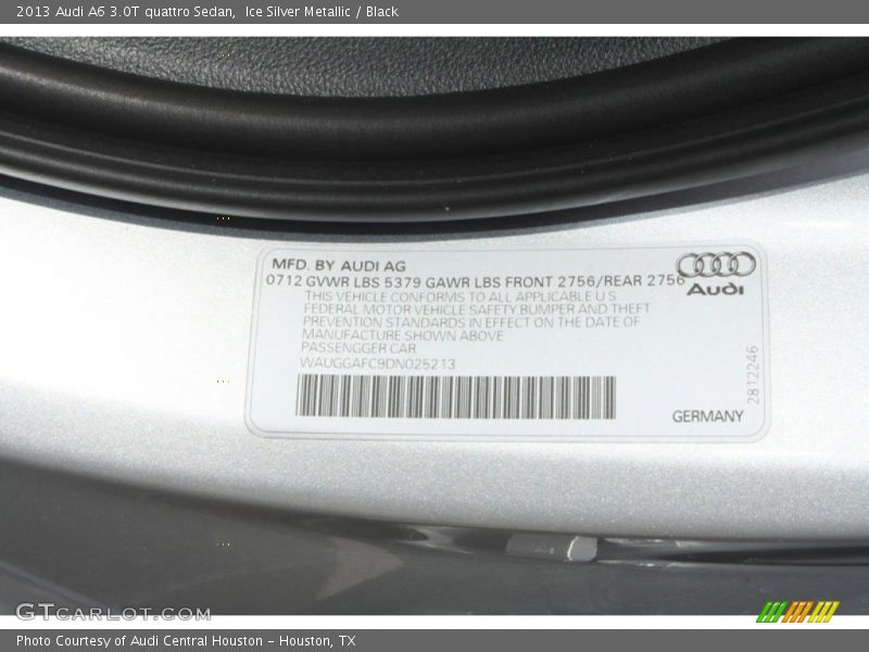 Ice Silver Metallic / Black 2013 Audi A6 3.0T quattro Sedan