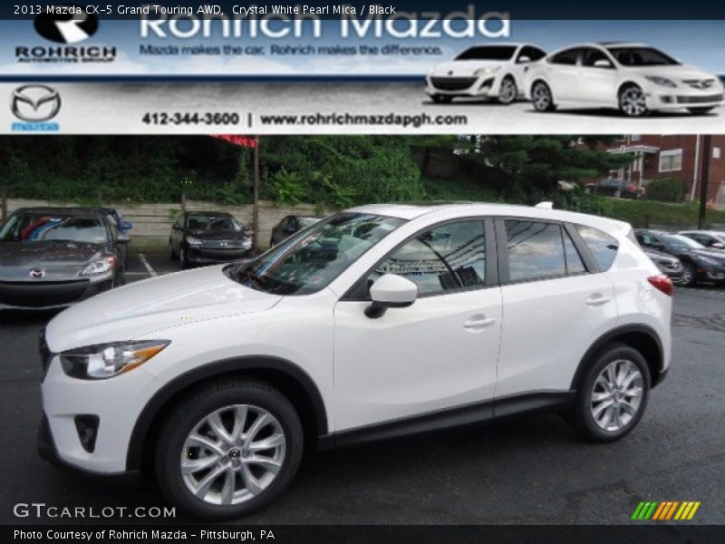 Crystal White Pearl Mica / Black 2013 Mazda CX-5 Grand Touring AWD