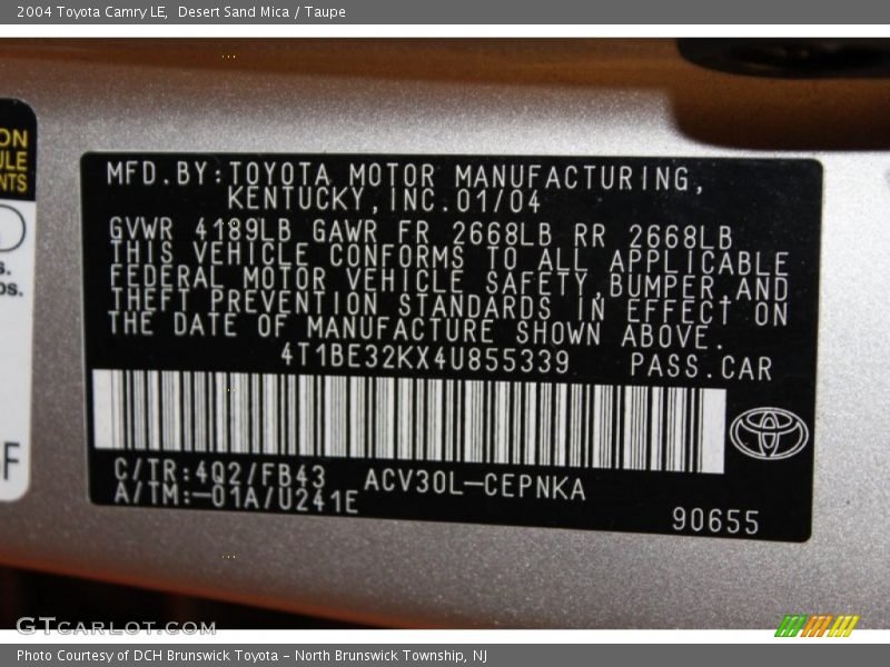 Desert Sand Mica / Taupe 2004 Toyota Camry LE