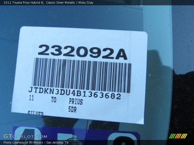 Classic Silver Metallic / Misty Gray 2011 Toyota Prius Hybrid III