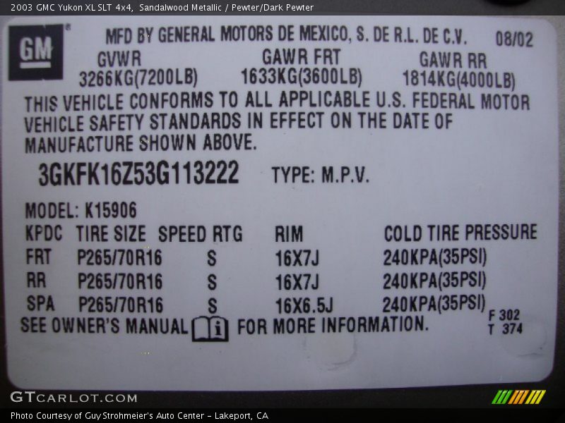Sandalwood Metallic / Pewter/Dark Pewter 2003 GMC Yukon XL SLT 4x4