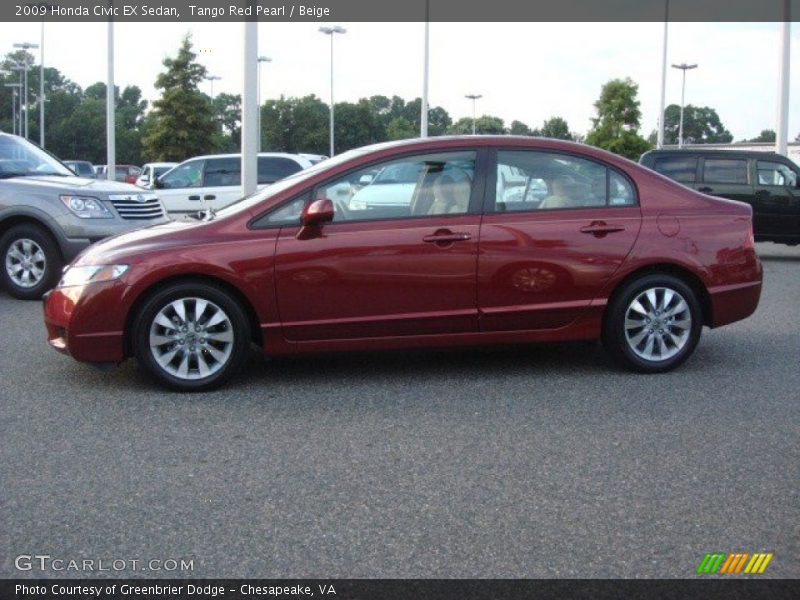 Tango Red Pearl / Beige 2009 Honda Civic EX Sedan