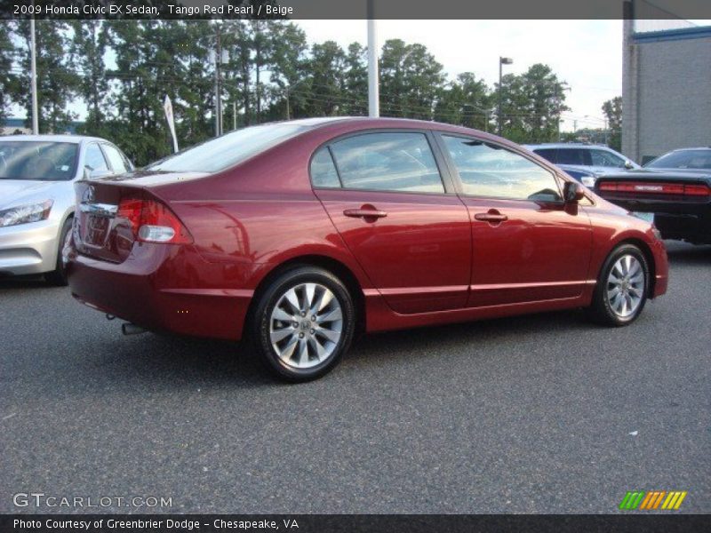 Tango Red Pearl / Beige 2009 Honda Civic EX Sedan