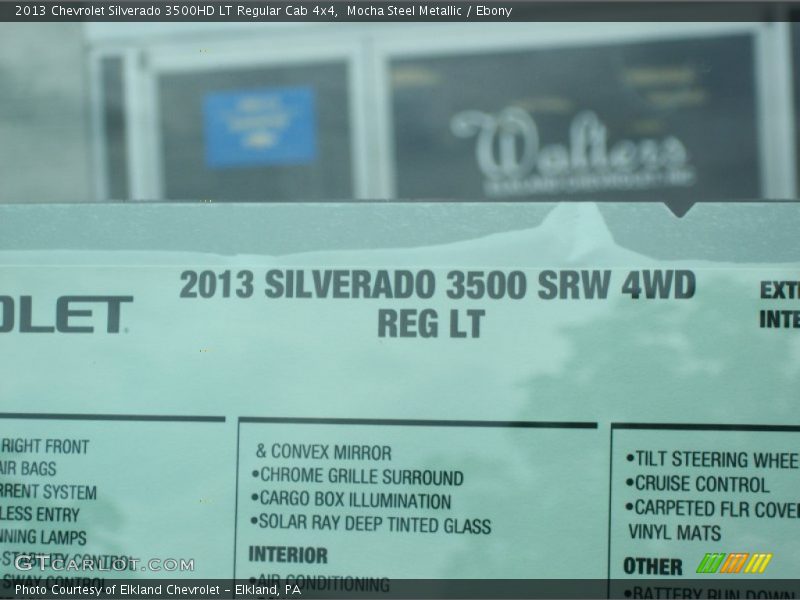  2013 Silverado 3500HD LT Regular Cab 4x4 Window Sticker