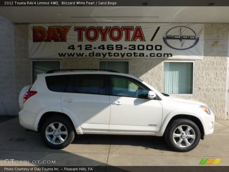 Blizzard White Pearl / Sand Beige 2012 Toyota RAV4 Limited 4WD