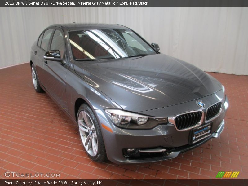 Mineral Grey Metallic / Coral Red/Black 2013 BMW 3 Series 328i xDrive Sedan