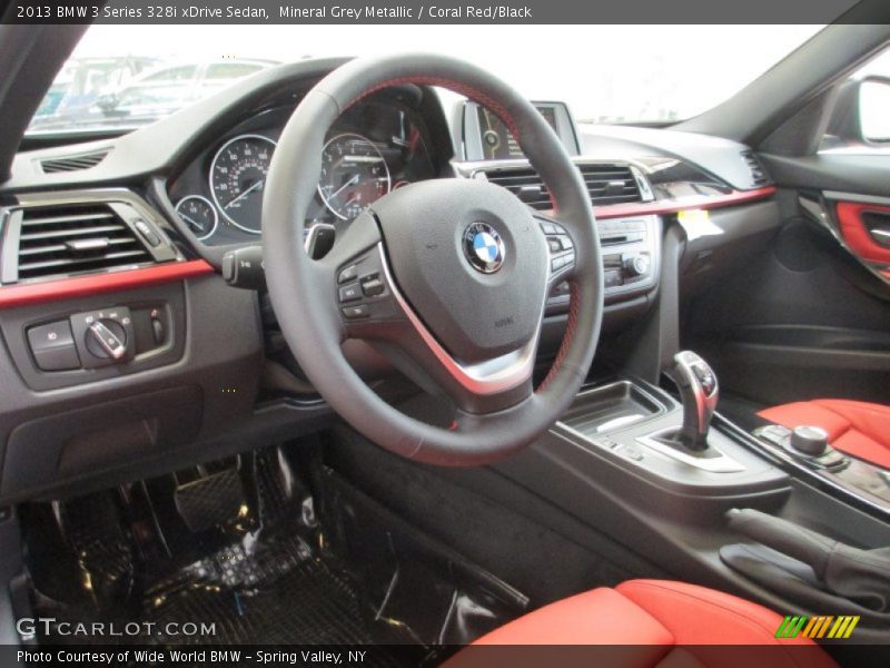 Mineral Grey Metallic / Coral Red/Black 2013 BMW 3 Series 328i xDrive Sedan