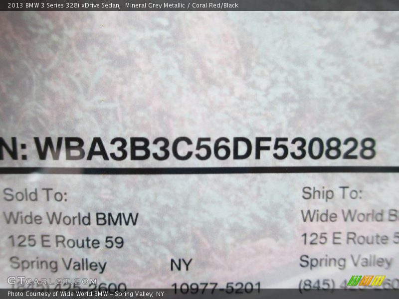 Mineral Grey Metallic / Coral Red/Black 2013 BMW 3 Series 328i xDrive Sedan