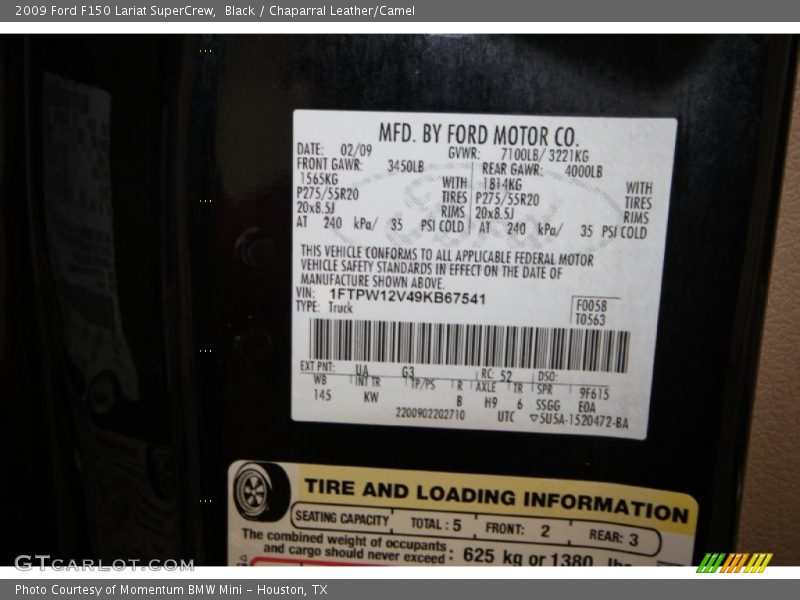 Black / Chaparral Leather/Camel 2009 Ford F150 Lariat SuperCrew