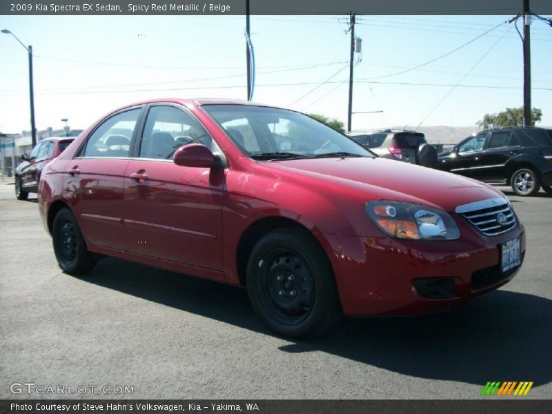 Spicy Red Metallic / Beige 2009 Kia Spectra EX Sedan