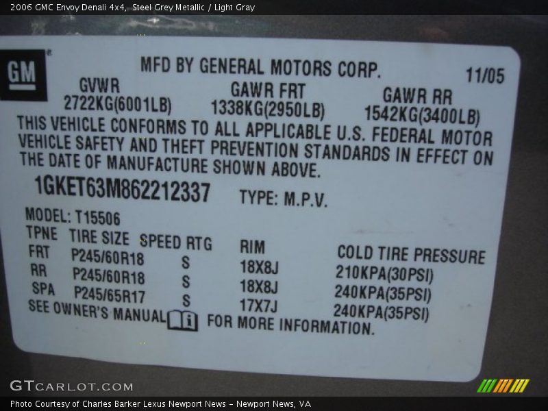 Steel Grey Metallic / Light Gray 2006 GMC Envoy Denali 4x4