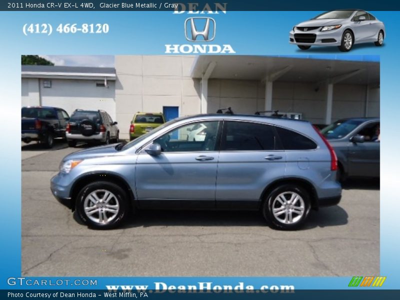 Glacier Blue Metallic / Gray 2011 Honda CR-V EX-L 4WD