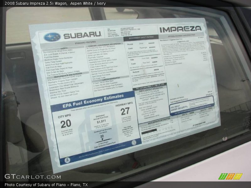 Aspen White / Ivory 2008 Subaru Impreza 2.5i Wagon