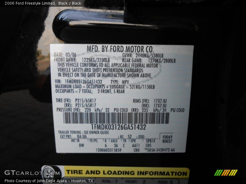 Black / Black 2006 Ford Freestyle Limited