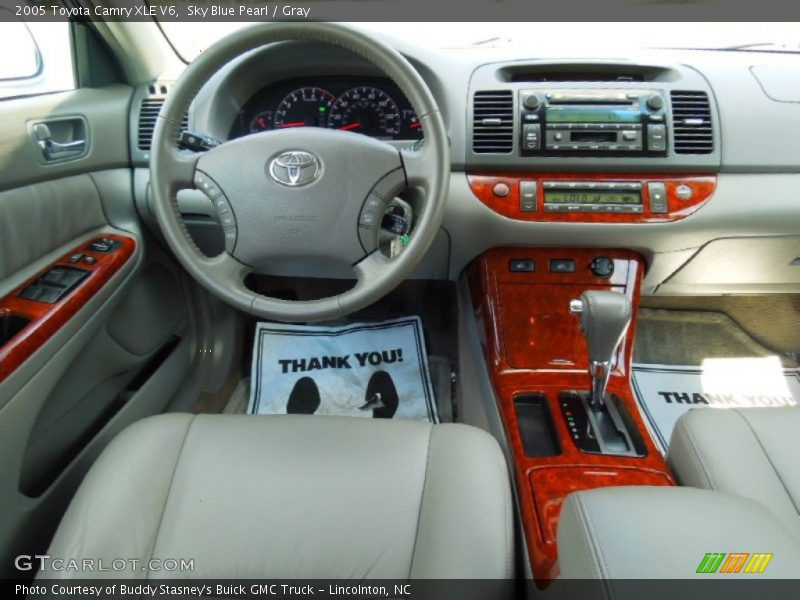 Sky Blue Pearl / Gray 2005 Toyota Camry XLE V6