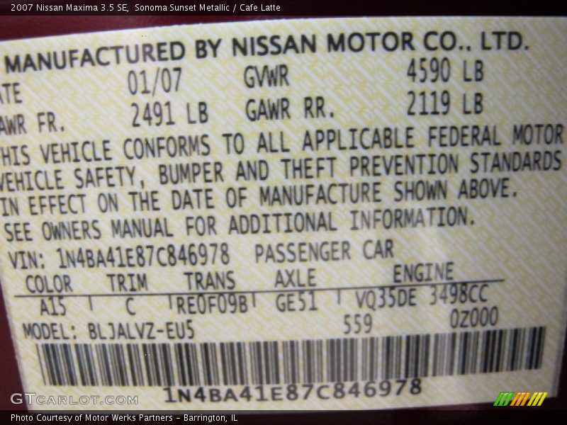 A15 - 2007 Nissan Maxima 3.5 SE