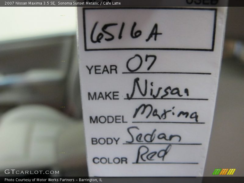 Sonoma Sunset Metallic / Cafe Latte 2007 Nissan Maxima 3.5 SE