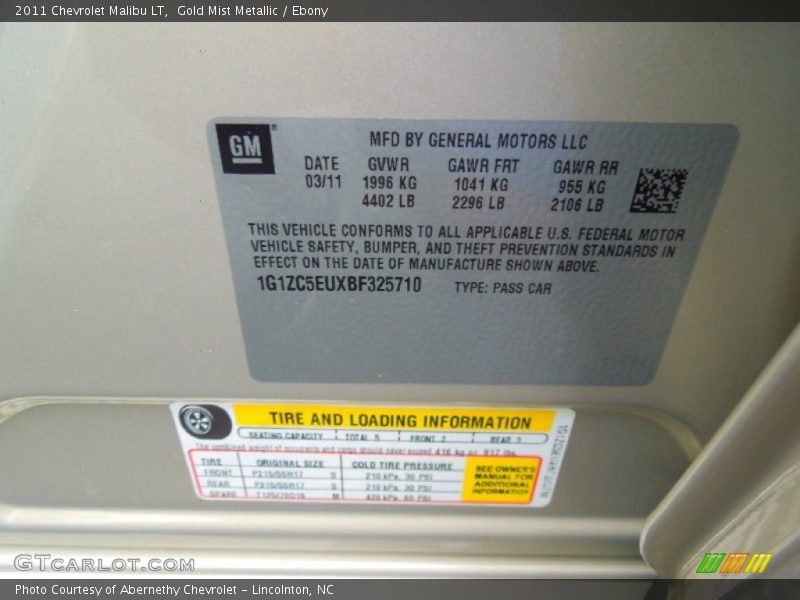 Gold Mist Metallic / Ebony 2011 Chevrolet Malibu LT