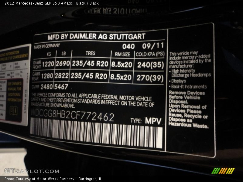 Black / Black 2012 Mercedes-Benz GLK 350 4Matic