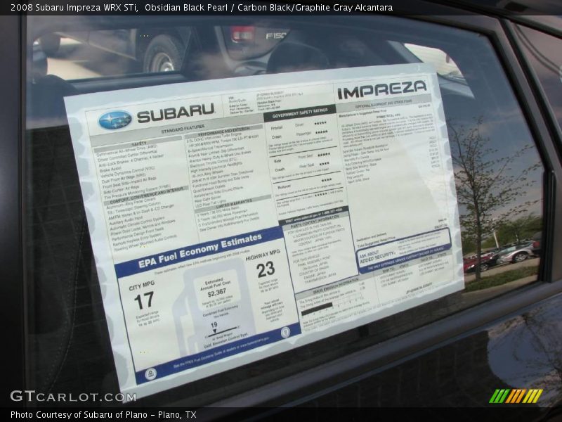 Obsidian Black Pearl / Carbon Black/Graphite Gray Alcantara 2008 Subaru Impreza WRX STi