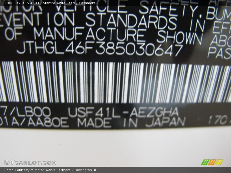 Starfire White Pearl / Cashmere 2008 Lexus LS 460 L