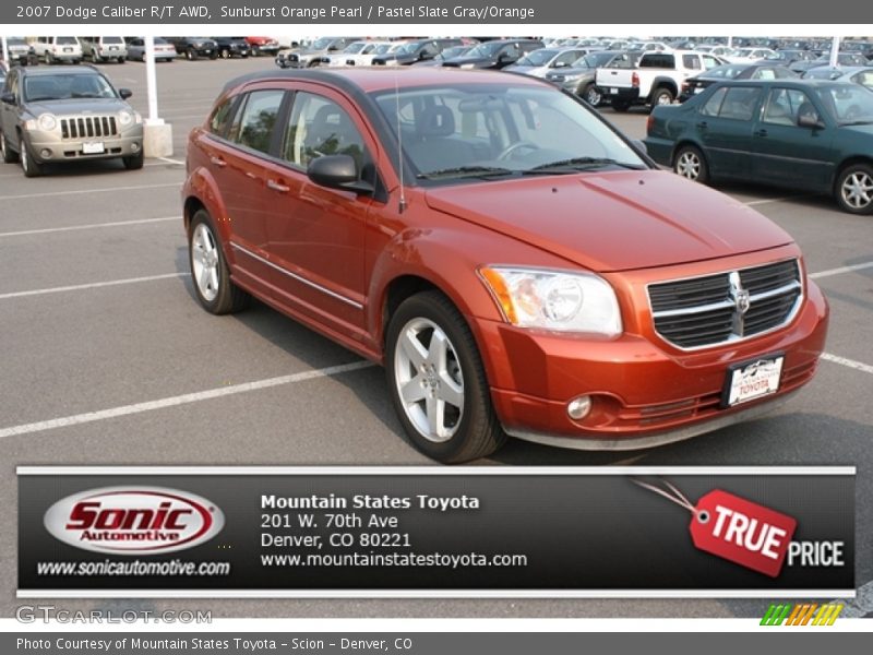 Sunburst Orange Pearl / Pastel Slate Gray/Orange 2007 Dodge Caliber R/T AWD