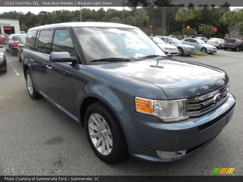 Steel Blue Metallic / Medium Light Stone 2010 Ford Flex SEL
