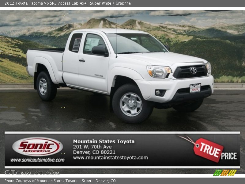 Super White / Graphite 2012 Toyota Tacoma V6 SR5 Access Cab 4x4