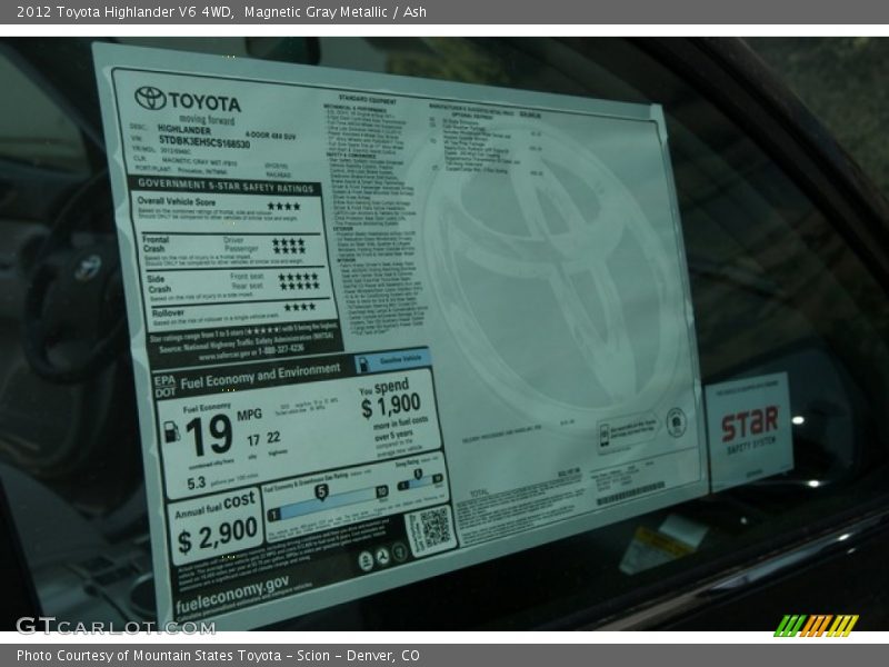 Magnetic Gray Metallic / Ash 2012 Toyota Highlander V6 4WD
