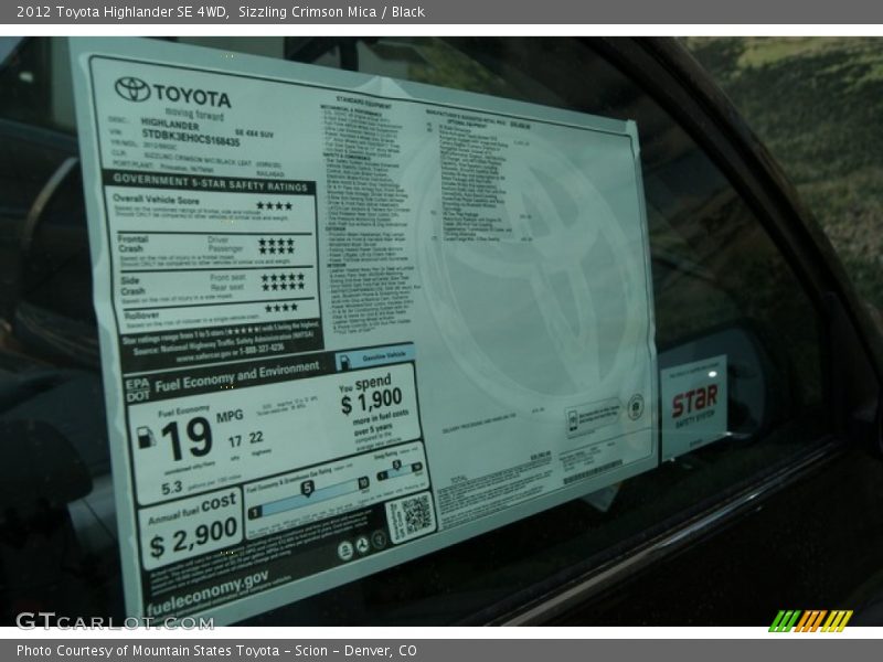 Sizzling Crimson Mica / Black 2012 Toyota Highlander SE 4WD