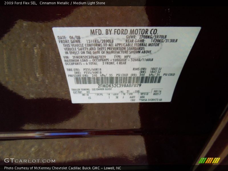Cinnamon Metallic / Medium Light Stone 2009 Ford Flex SEL