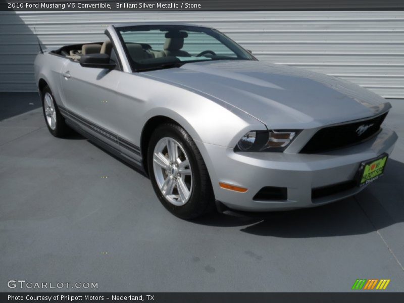 Brilliant Silver Metallic / Stone 2010 Ford Mustang V6 Convertible