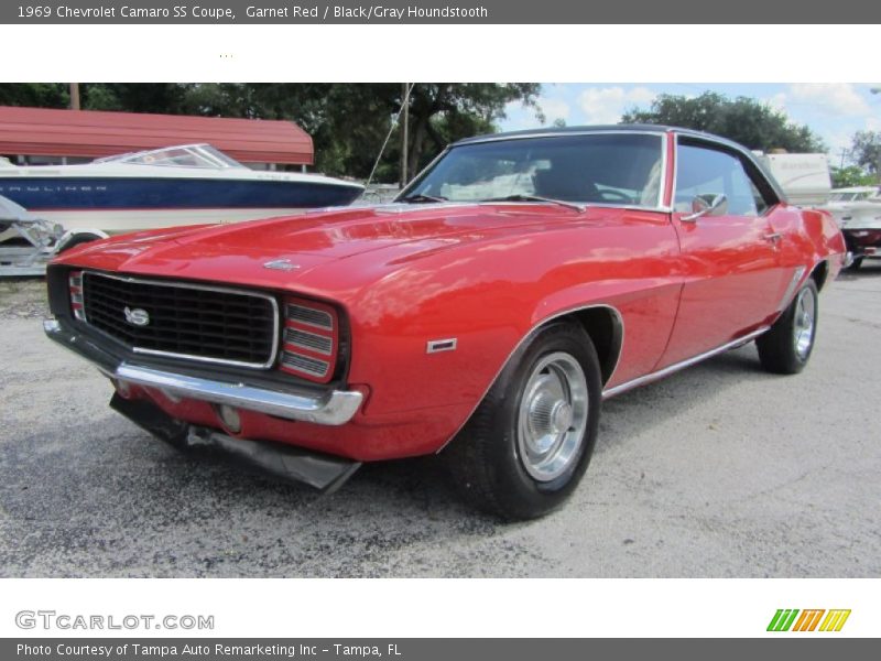 Garnet Red / Black/Gray Houndstooth 1969 Chevrolet Camaro SS Coupe