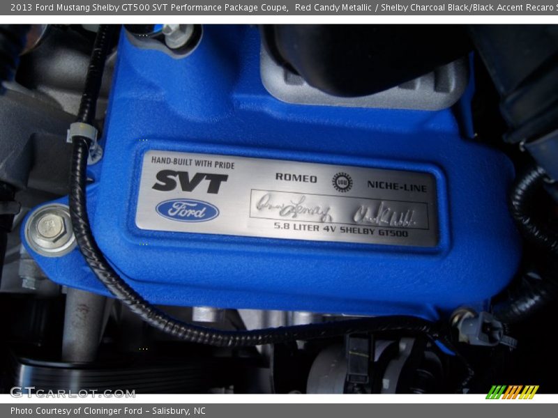  2013 Mustang Shelby GT500 SVT Performance Package Coupe Engine - 5.8 Liter Supercharged DOHC 32-Valve Ti-VCT V8