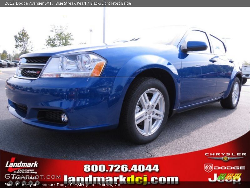 Blue Streak Pearl / Black/Light Frost Beige 2013 Dodge Avenger SXT