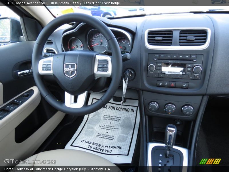 Blue Streak Pearl / Black/Light Frost Beige 2013 Dodge Avenger SXT