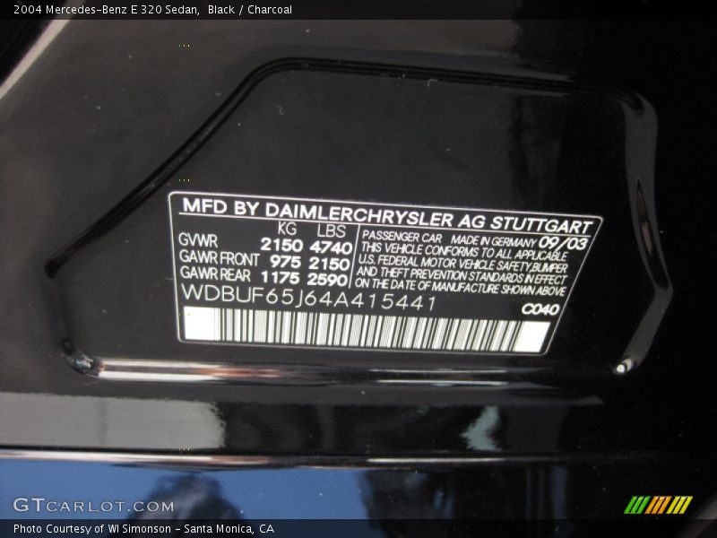 Black / Charcoal 2004 Mercedes-Benz E 320 Sedan