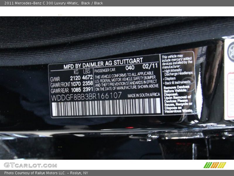 Black / Black 2011 Mercedes-Benz C 300 Luxury 4Matic