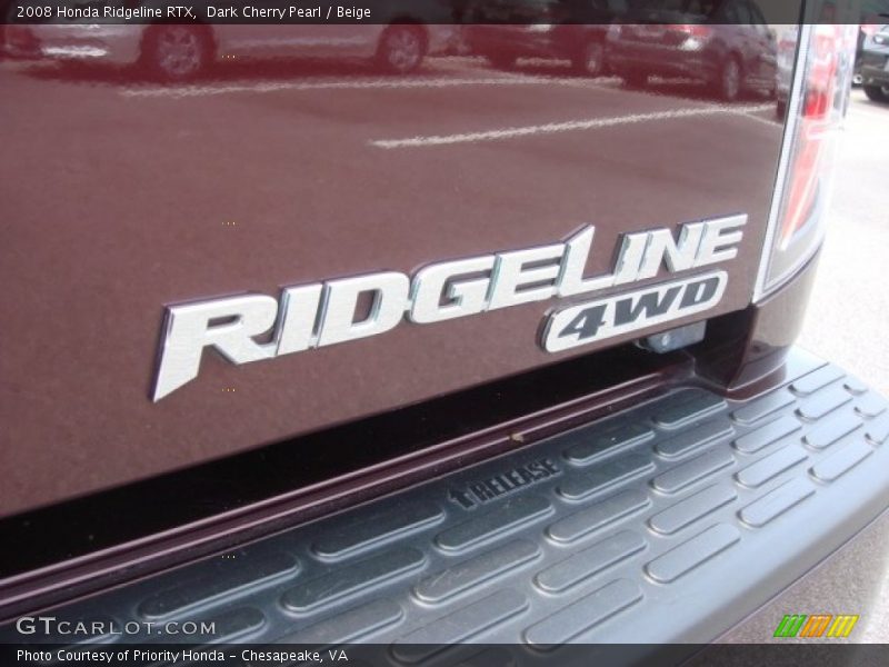 Dark Cherry Pearl / Beige 2008 Honda Ridgeline RTX