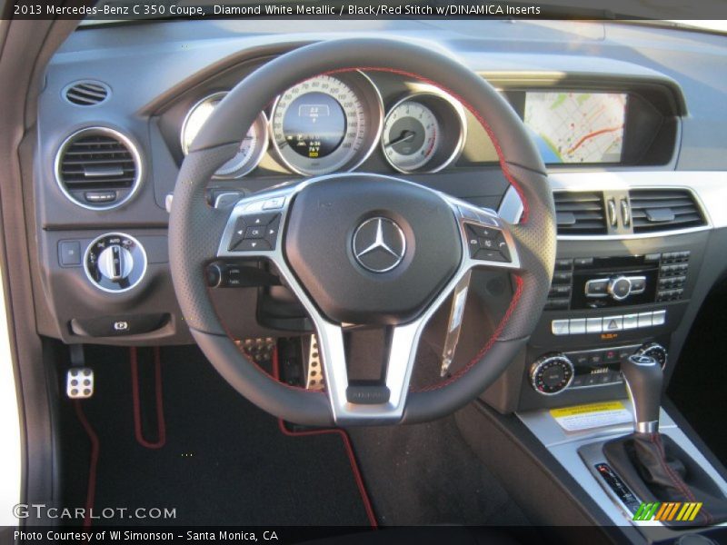 Diamond White Metallic / Black/Red Stitch w/DINAMICA Inserts 2013 Mercedes-Benz C 350 Coupe