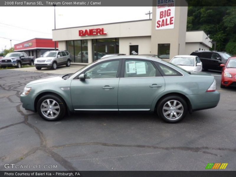 Titanium Green Metallic / Camel 2008 Ford Taurus SEL