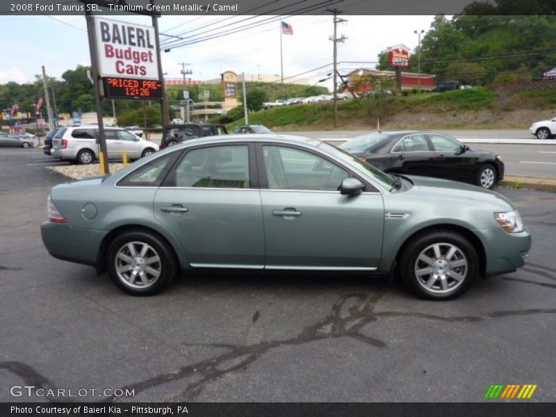 Titanium Green Metallic / Camel 2008 Ford Taurus SEL
