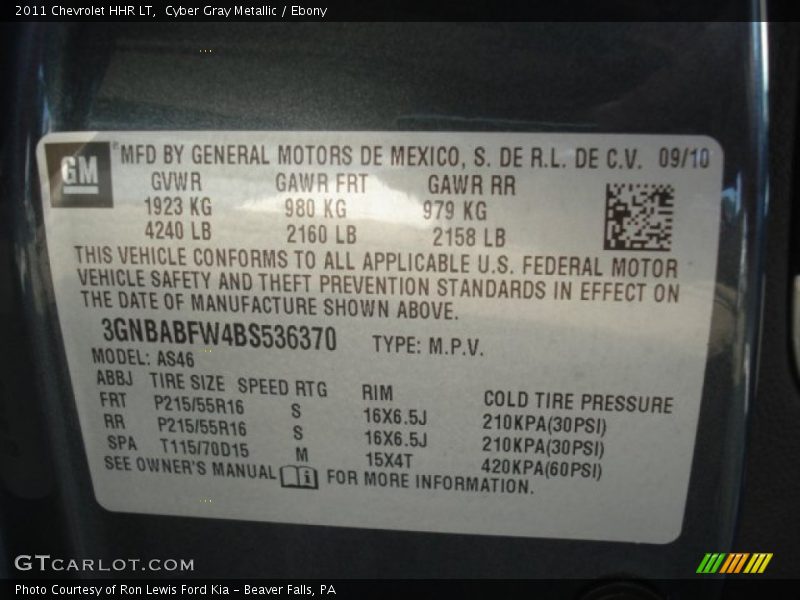 Cyber Gray Metallic / Ebony 2011 Chevrolet HHR LT