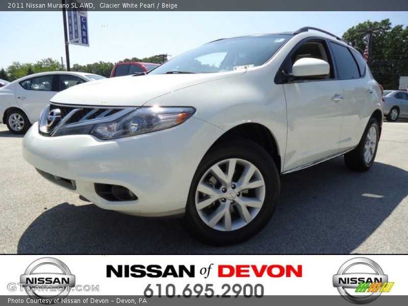 Glacier White Pearl / Beige 2011 Nissan Murano SL AWD