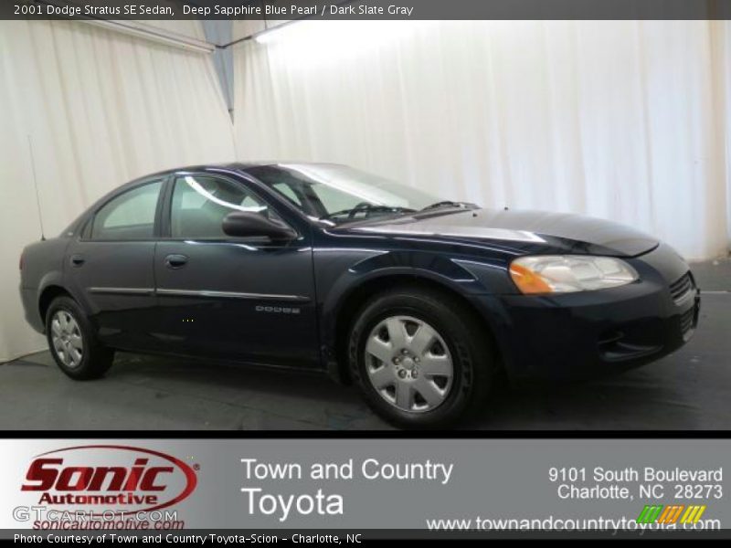Deep Sapphire Blue Pearl / Dark Slate Gray 2001 Dodge Stratus SE Sedan