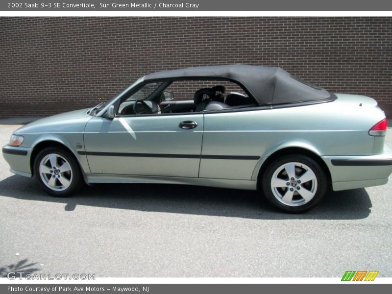 Sun Green Metallic / Charcoal Gray 2002 Saab 9-3 SE Convertible