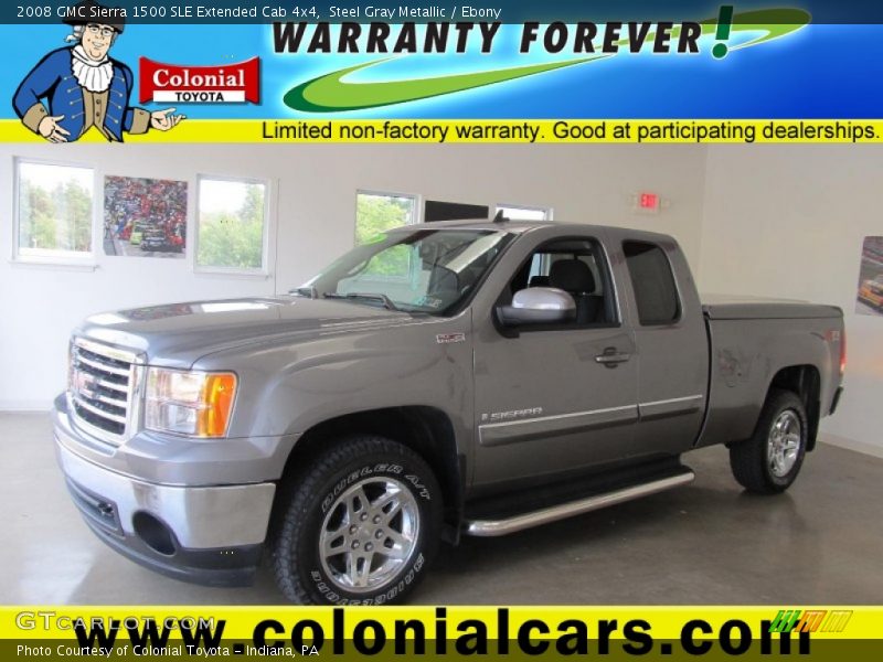 Steel Gray Metallic / Ebony 2008 GMC Sierra 1500 SLE Extended Cab 4x4