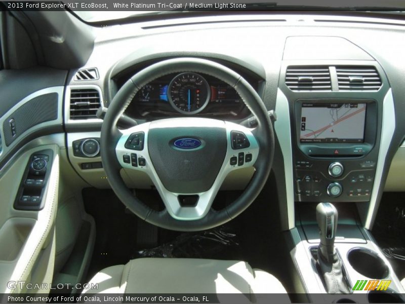 White Platinum Tri-Coat / Medium Light Stone 2013 Ford Explorer XLT EcoBoost